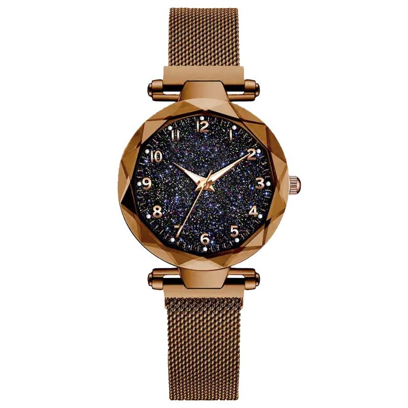 Relógio Magnético Feminino Céu Estrelado - Fashion Watch relógio 023 AmploTech Marrom 