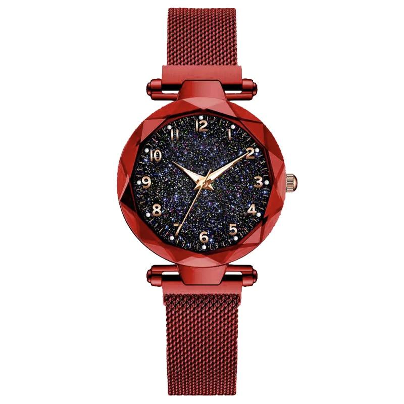 Relógio Magnético Feminino Céu Estrelado - Fashion Watch relógio 023 AmploTech Vermelho 